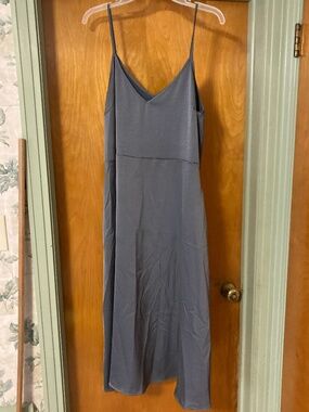 Anthropologie Daily Practice Satin Slip Dress Gray Size XL with Pockets